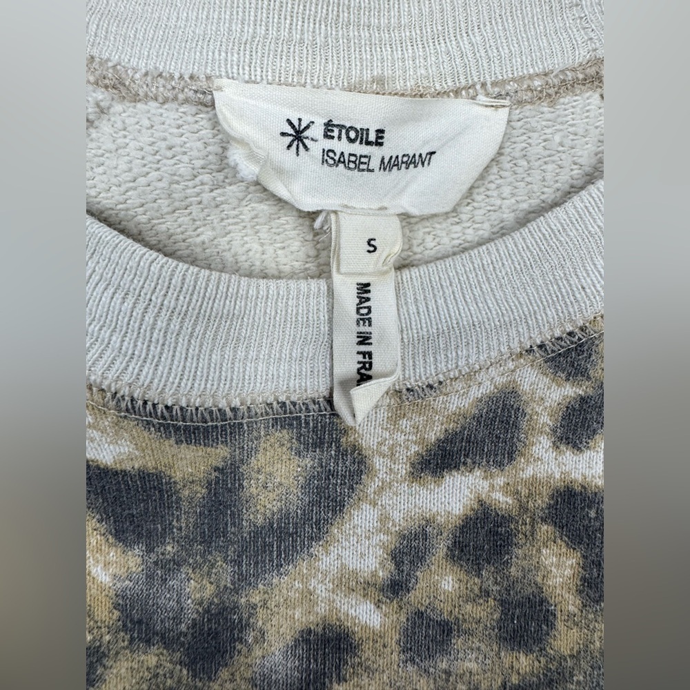 Isabel Marant Etoile Animal Print 100% Cotton French Terry Sweatshirt Size Small - Picture 3 of 10